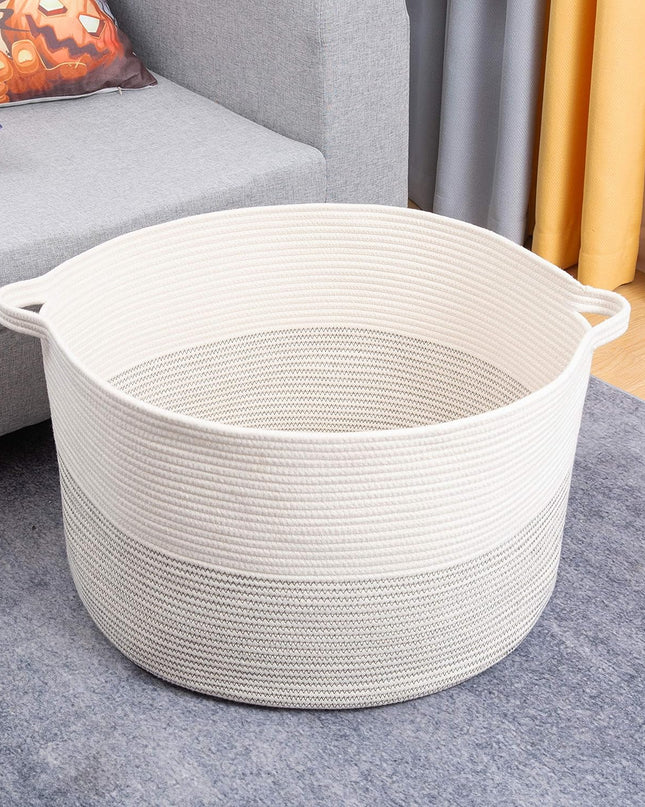 XXXL Large Rope Baskets - 24" X 24" X 14" Laundry Baskets for Storage, Blankets, Towels, Pillows, Baby Nursery