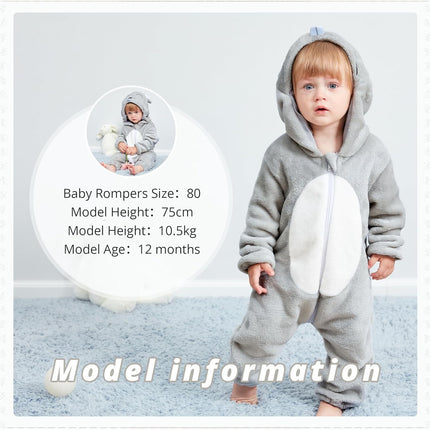 Unisex Baby Animal Costume Winter Autumn Flannel Hooded Romper Cosplay Jumpsuit