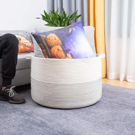 XXXL Large Rope Baskets - 24" X 24" X 14" Laundry Baskets for Storage, Blankets, Towels, Pillows, Baby Nursery