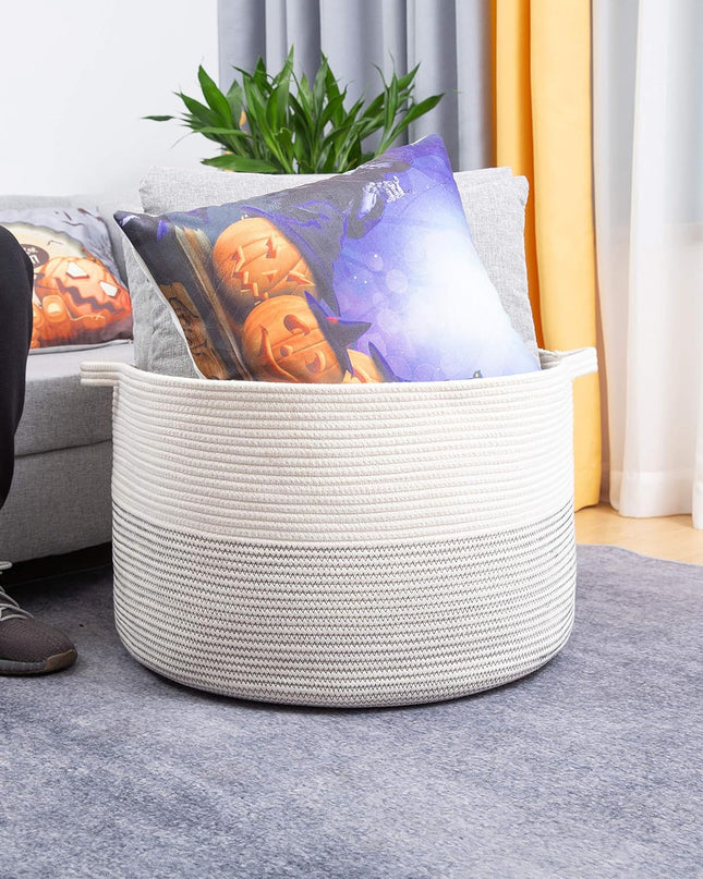XXXL Large Rope Baskets - 24" X 24" X 14" Laundry Baskets for Storage, Blankets, Towels, Pillows, Baby Nursery
