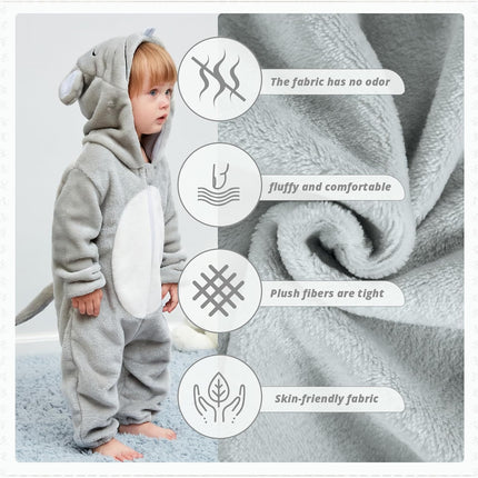 Unisex Baby Animal Costume Winter Autumn Flannel Hooded Romper Cosplay Jumpsuit