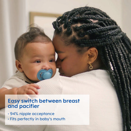 Night Pacifier, 6-16 Months, Unisex, 2 Pack with Self-Sterilizing Case