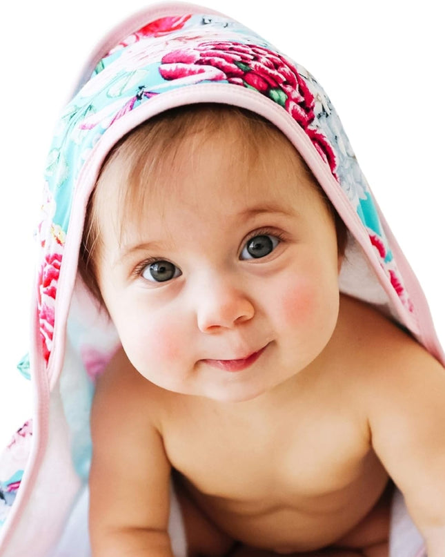 Baby Ruffled Hooded Towel – Cotton Infant Towel for the House, Beach, Pool – Super Soft Newborn Drying Bath Towel – Great Idea (Eloise)