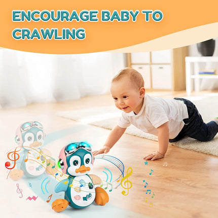 Musical Crawling Toys Penguin, Learning Moving Walking Dancing Toy with Music & Lights for Birthday Gifts