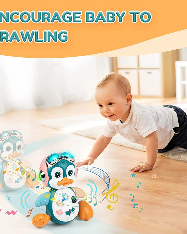 Musical Crawling Toys Penguin, Learning Moving Walking Dancing Toy with Music & Lights for Birthday Gifts