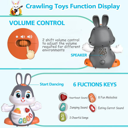 Baby Toys 6 to 12 Months Infant Tummy Time Toys Musical Bunny Crawling Toys for Babies 3 4 5 6 7 8 9 10 11 12 Months Early Learning Educational Toy with Light & Sound 1St Birthday Gifts