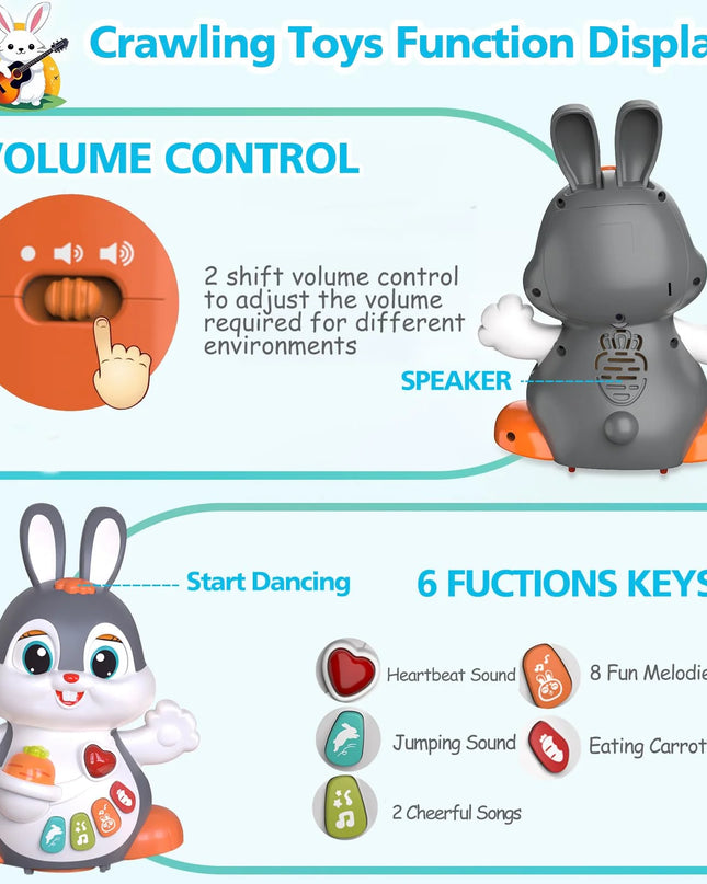 Baby Toys 6 to 12 Months Infant Tummy Time Toys Musical Bunny Crawling Toys for Babies 3 4 5 6 7 8 9 10 11 12 Months Early Learning Educational Toy with Light & Sound 1St Birthday Gifts