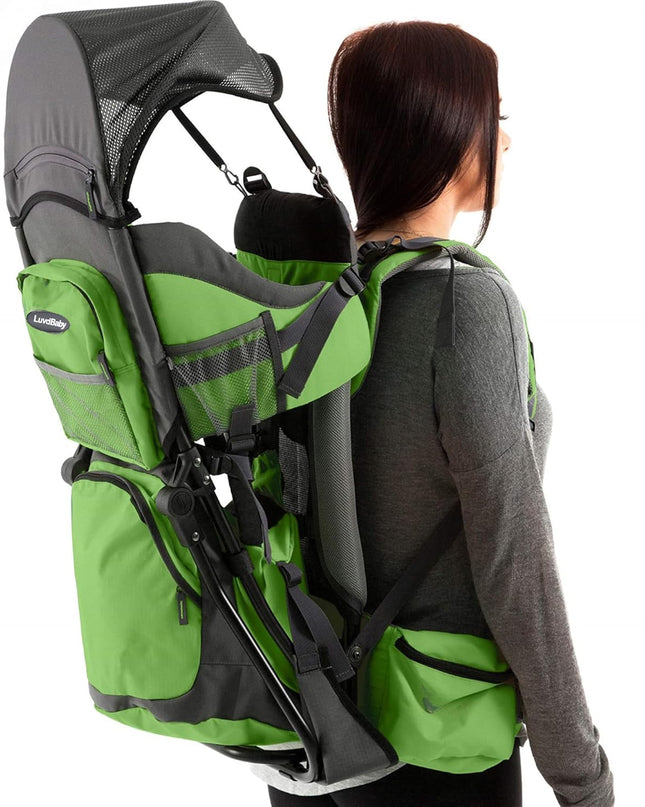 Hiking Baby Carrier Backpack - Comfortable Toddler/Baby Backpack Carrier System with Diaper Change Pad, Insulated Pocket + Rain and Sun Hood to Protect Your Child
