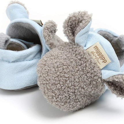 Newborn Baby Cozy Fleece Booties with Grippers Winter Slippers Socks Soft Sole Stay on Infant First Walker Crib Shoes