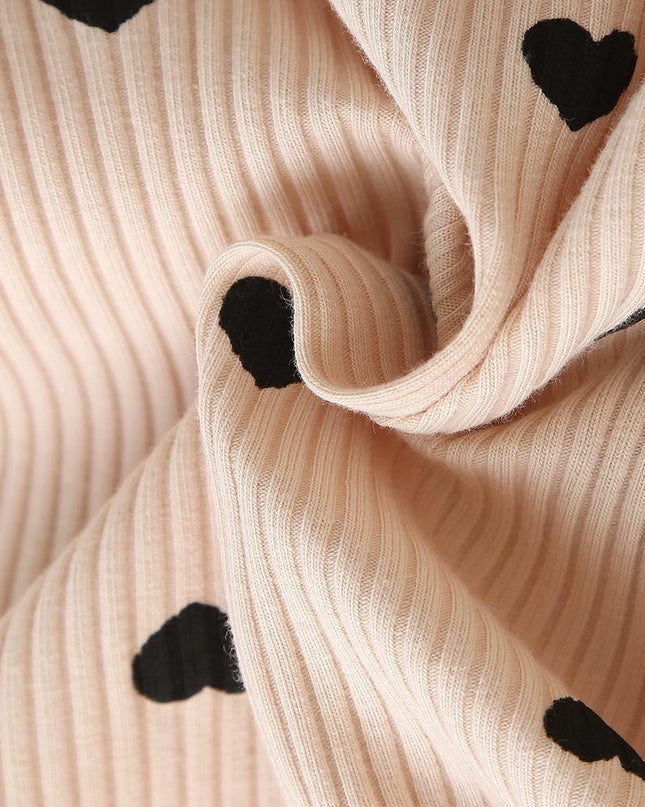 Baby Girl'S 3Pc Rib Frill Long Sleeve Romper and Pant Set