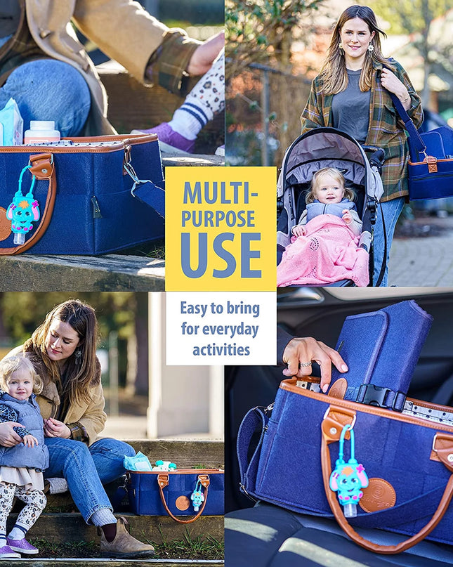 Diaper Caddy Organizer Bag Storage Tote for Baby Stuff Gifts for Moms Navy Blue