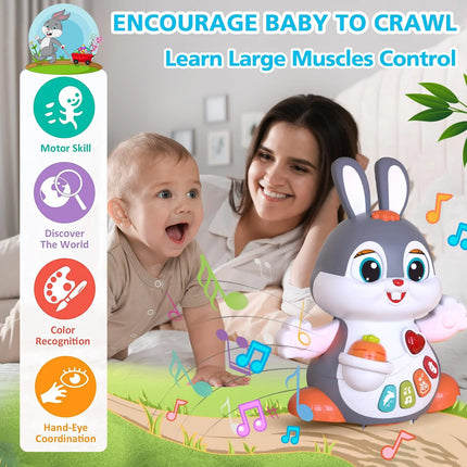 Baby Toys 6 to 12 Months Infant Tummy Time Toys Musical Bunny Crawling Toys for Babies 3 4 5 6 7 8 9 10 11 12 Months Early Learning Educational Toy with Light & Sound 1St Birthday Gifts