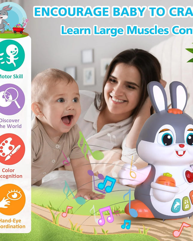 Baby Toys 6 to 12 Months Infant Tummy Time Toys Musical Bunny Crawling Toys for Babies 3 4 5 6 7 8 9 10 11 12 Months Early Learning Educational Toy with Light & Sound 1St Birthday Gifts