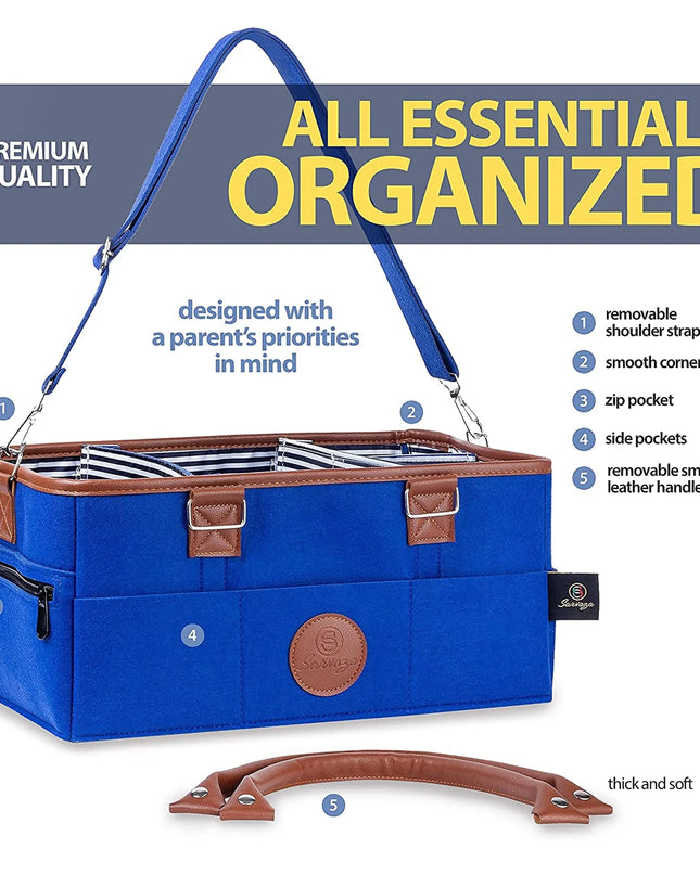 Diaper Caddy Organizer Bag Storage Tote for Baby Stuff Gifts for Moms Navy Blue