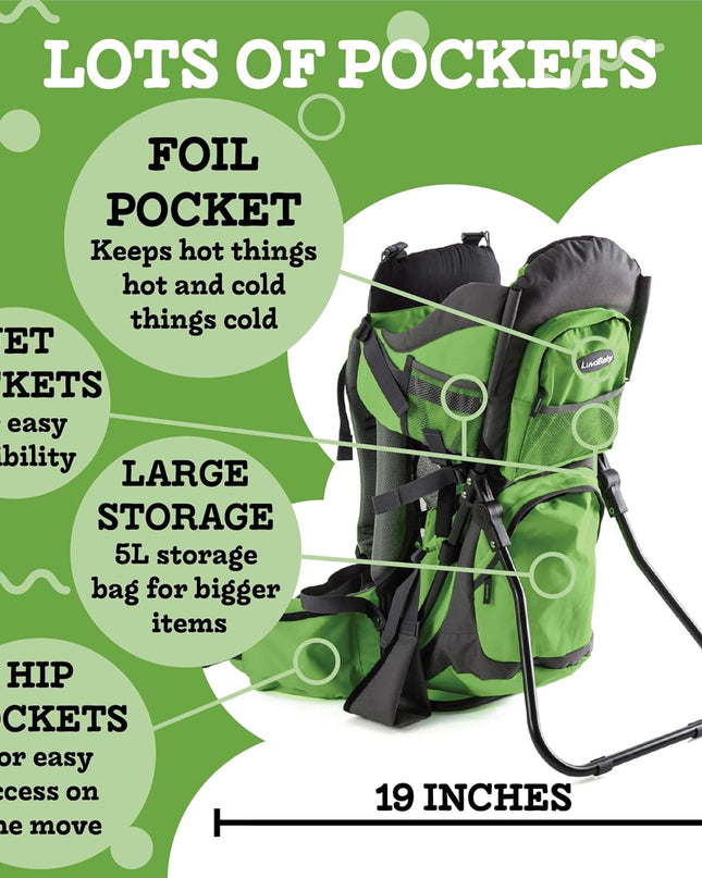 Hiking Baby Carrier Backpack - Comfortable Toddler/Baby Backpack Carrier System with Diaper Change Pad, Insulated Pocket + Rain and Sun Hood to Protect Your Child