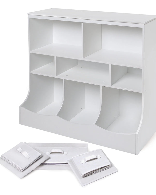 Children'S Wooden Combo Bin with Three Baskets 55 Gal Toy Storage Cube, White