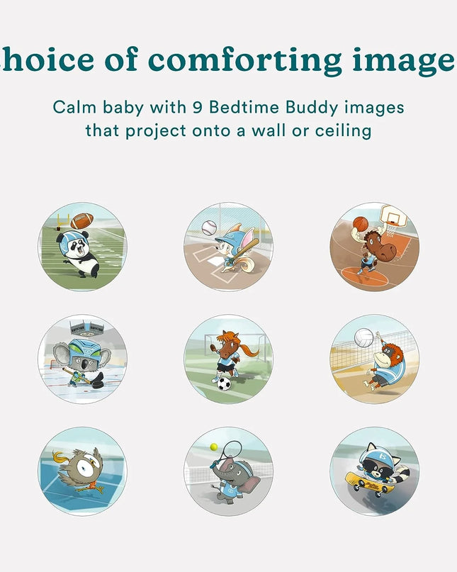 Soundspa Lullaby Baby Sound Spa, Sounds and Projection, 6 Sounds, Lullaby, Shush, Rock-A-Bye, Twinkle Twinkle, White Noise, Heartbeat, Tilt Projector with 9 Images, Auto-Off Timer