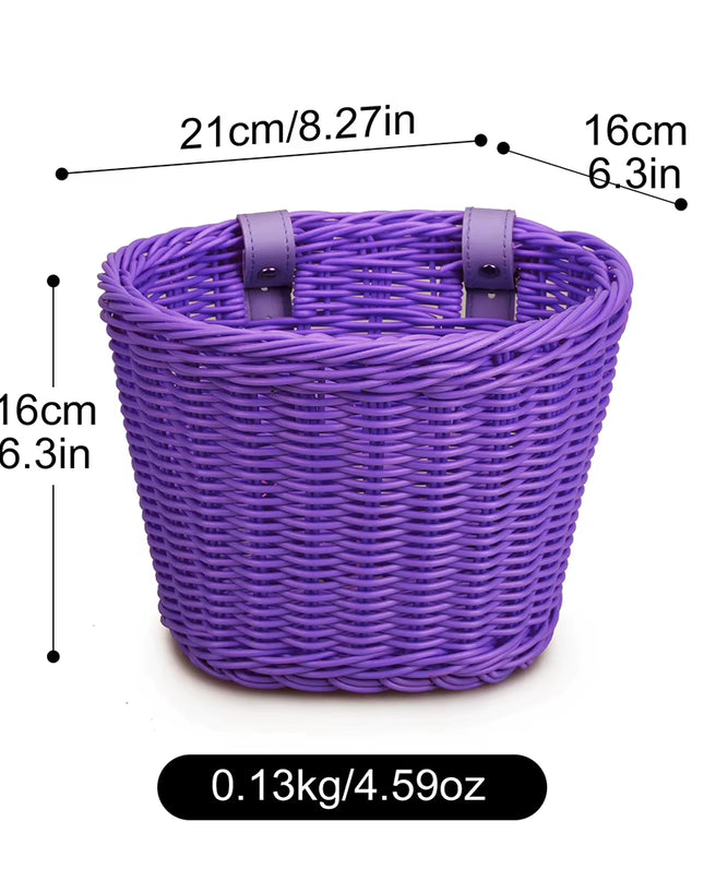 Vintage Rattan Bicycle Baskets Wood Bicycle Balance Baskets Bike Scooter Panniers Kids Bike Cart Plastic Handbag