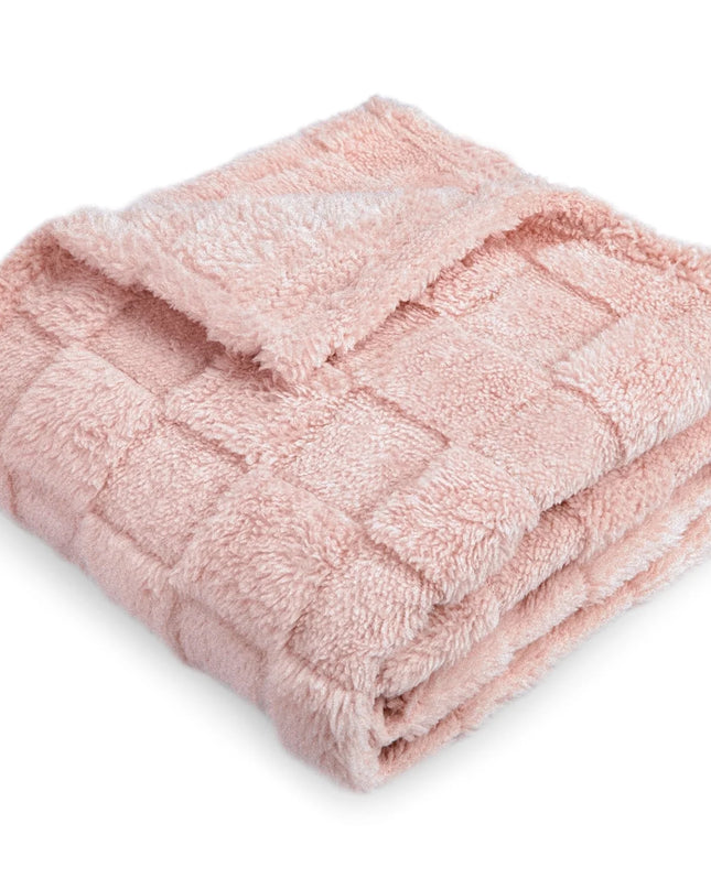 Baby Blanket for Girls 3D Checkerboard Grid Ultra- Soft Fluffy Toddler Blanket for Kids Warm Cozy Chessboard Chocolate Design Infant Blanket 30 X 40 Inches,Pink
