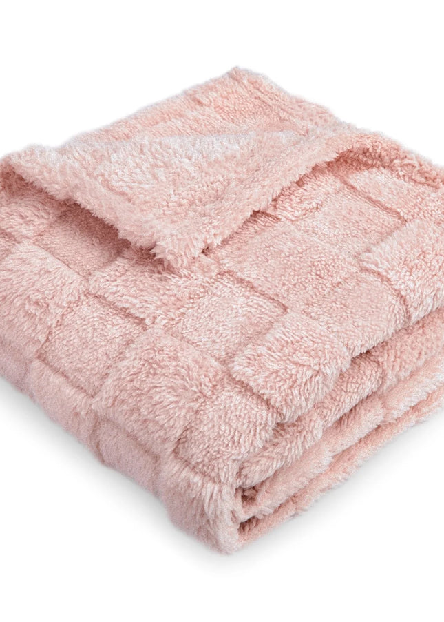 Baby Blanket for Girls 3D Checkerboard Grid Ultra- Soft Fluffy Toddler Blanket for Kids Warm Cozy Chessboard Chocolate Design Infant Blanket 30 X 40 Inches,Pink