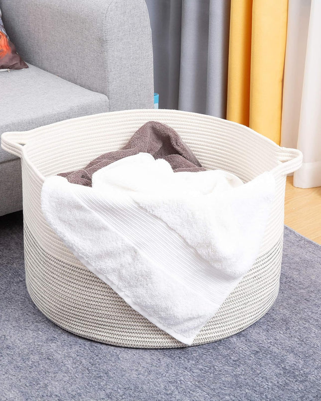 XXXL Large Rope Baskets - 24" X 24" X 14" Laundry Baskets for Storage, Blankets, Towels, Pillows, Baby Nursery