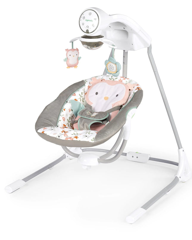Inlighten Baby Swing, 5-Speed, Swivel Infant Seat, Nature Sounds, Lights - Pink, Nally