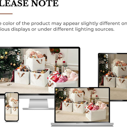 Storage Baskets for Shelves, Closet Organizer Bins, Clothes Storage Bins with Metal Frame, Extra Large Baskets for Organizing and Storage, Collapsible, Ivory, 2-Pack