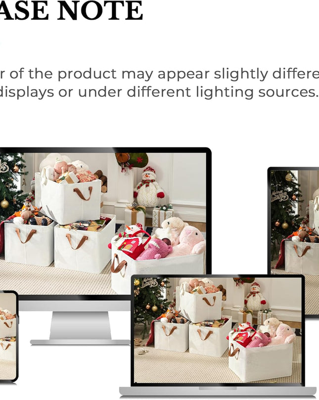 Storage Baskets for Shelves, Closet Organizer Bins, Clothes Storage Bins with Metal Frame, Extra Large Baskets for Organizing and Storage, Collapsible, Ivory, 2-Pack