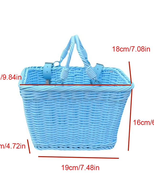 Vintage Rattan Bicycle Baskets Wood Bicycle Balance Baskets Bike Scooter Panniers Kids Bike Cart Plastic Handbag
