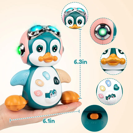Musical Crawling Toys Penguin, Learning Moving Walking Dancing Toy with Music & Lights for Birthday Gifts