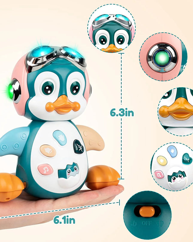 Musical Crawling Toys Penguin, Learning Moving Walking Dancing Toy with Music & Lights for Birthday Gifts