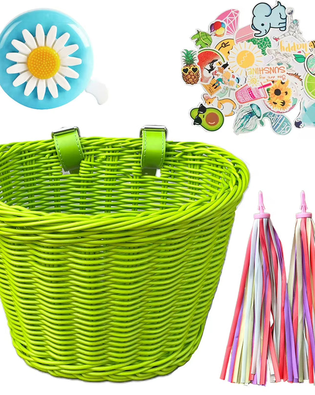 Vintage Rattan Bicycle Baskets Wood Bicycle Balance Baskets Bike Scooter Panniers Kids Bike Cart Plastic Handbag