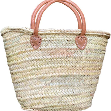 French Market Basket Bag, Extra Large (19X12) Handmade Moroccan Seagrass Basket Straw Bags for Summer, Market, Beach, Laundry, & Picnic Wicker Basket
