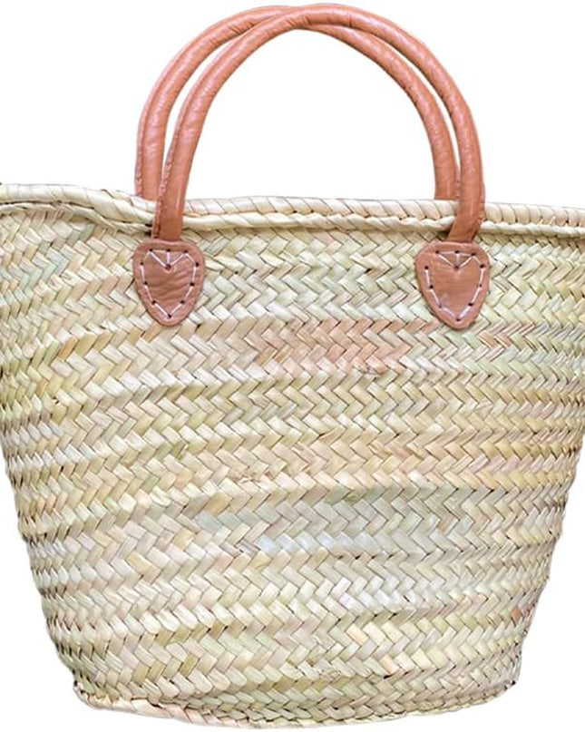 French Market Basket Bag, Extra Large (19X12) Handmade Moroccan Seagrass Basket Straw Bags for Summer, Market, Beach, Laundry, & Picnic Wicker Basket