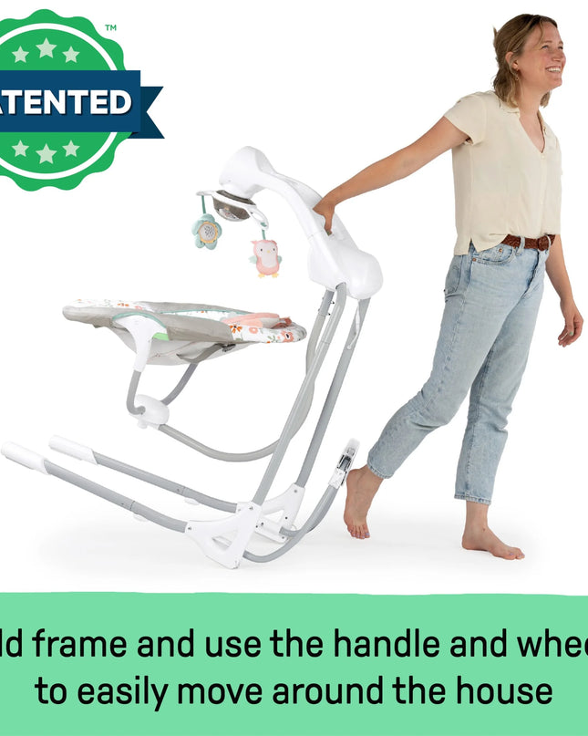 Inlighten Baby Swing, 5-Speed, Swivel Infant Seat, Nature Sounds, Lights - Pink, Nally