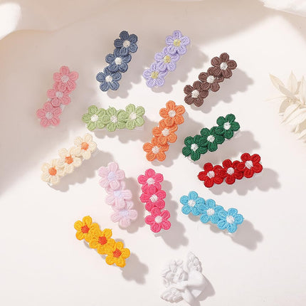 Baby Hair Clips -12Pcs Tiny Hair Barrettes for Baby Girls Fully Lined Wrapped by Soft Fabric Cloth Flower Hair Clips for Toddlers Girls Infants Kids