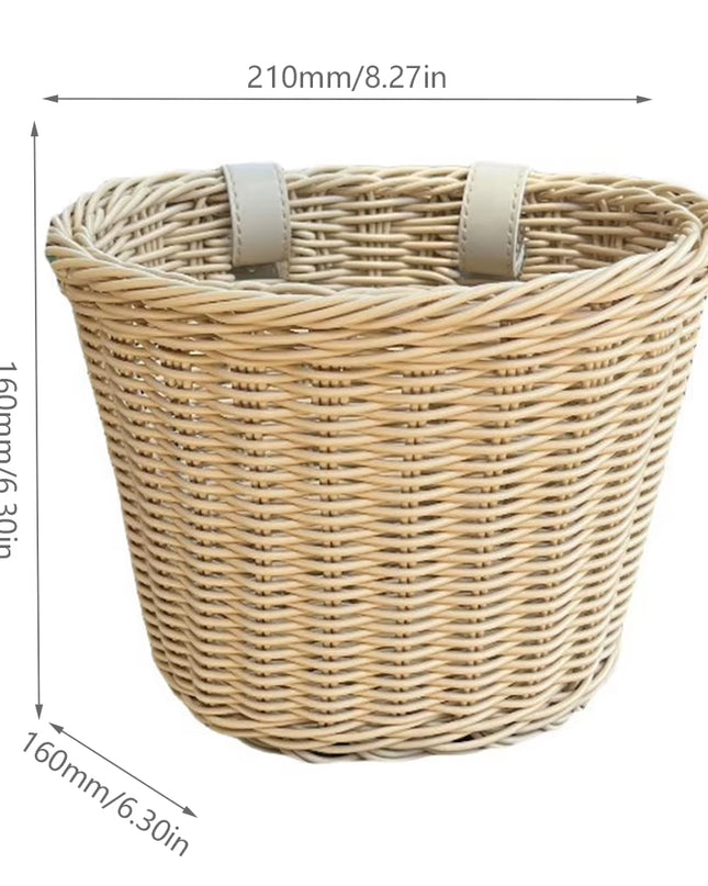 Vintage Rattan Bicycle Baskets Wood Bicycle Balance Baskets Bike Scooter Panniers Kids Bike Cart Plastic Handbag