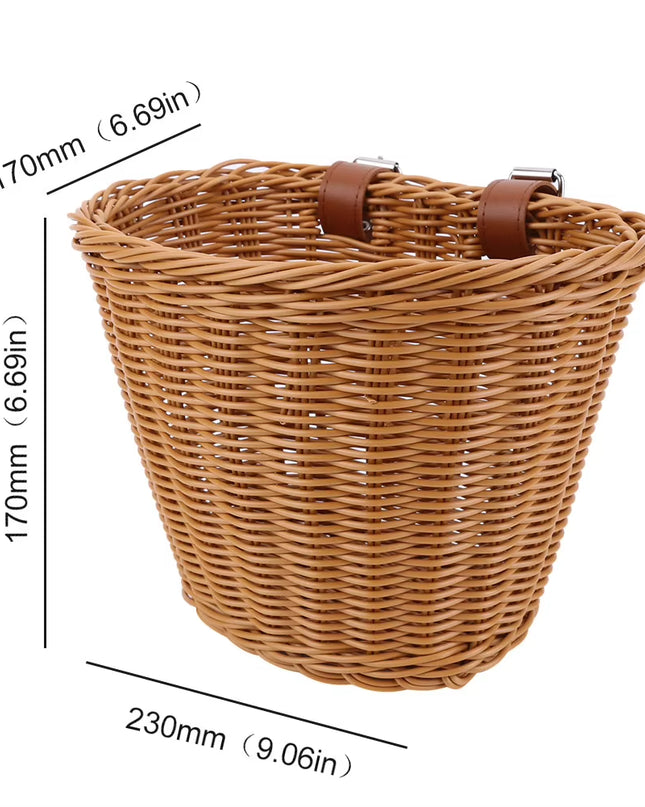 Vintage Rattan Bicycle Baskets Wood Bicycle Balance Baskets Bike Scooter Panniers Kids Bike Cart Plastic Handbag