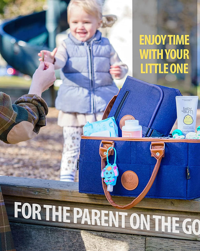 Diaper Caddy Organizer Bag Storage Tote for Baby Stuff Gifts for Moms Navy Blue