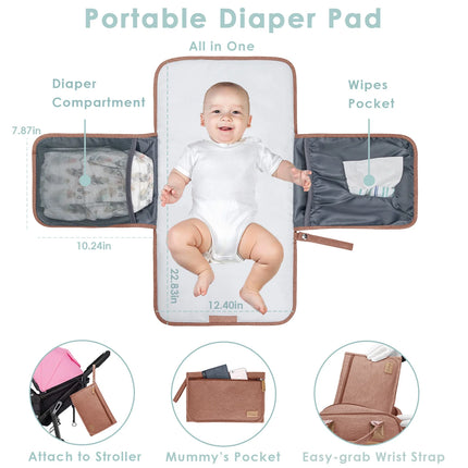 Baby Diaper Bag with Changing Pad,  Large Capacity Travel Backpack with Insulated Milk Bottle Pocket, Pink