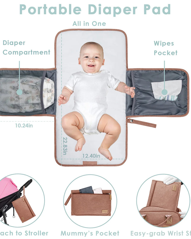 Baby Diaper Bag with Changing Pad,  Large Capacity Travel Backpack with Insulated Milk Bottle Pocket, Pink