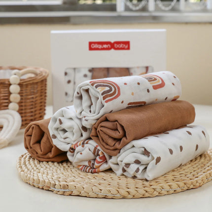 Muslin Swaddle Blankets 6-Pack, Swaddle Wrap Neutral Receiving Breathable Cotton Blankets for Newborn Infant Girls and Boys, 27 X 27", Rainbow