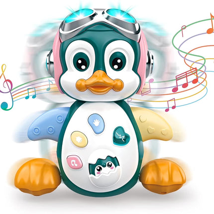 Musical Crawling Toys Penguin, Learning Moving Walking Dancing Toy with Music & Lights for Birthday Gifts