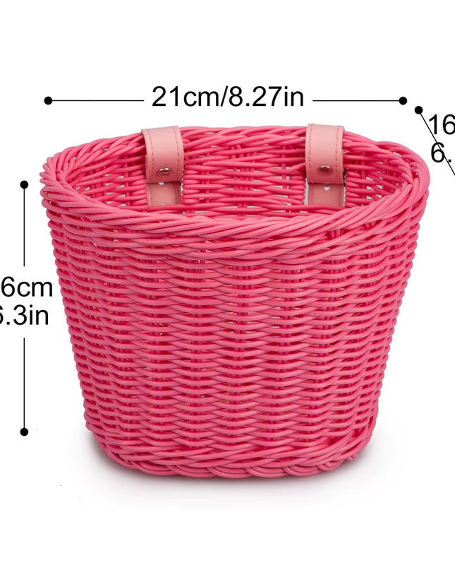 Vintage Rattan Bicycle Baskets Wood Bicycle Balance Baskets Bike Scooter Panniers Kids Bike Cart Plastic Handbag