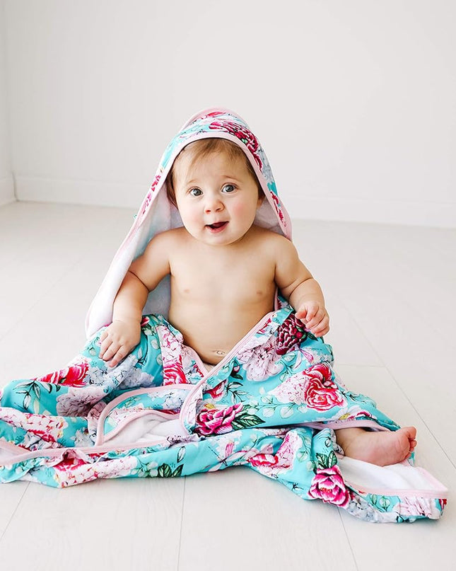 Baby Ruffled Hooded Towel – Cotton Infant Towel for the House, Beach, Pool – Super Soft Newborn Drying Bath Towel – Great Idea (Eloise)