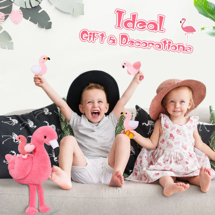 18'' Plush Flamingo Stuffed Animal Mommy Stuffed Flamingo with 4 Babies