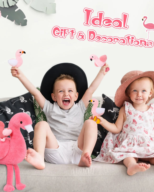 18'' Plush Flamingo Stuffed Animal Mommy Stuffed Flamingo with 4 Babies