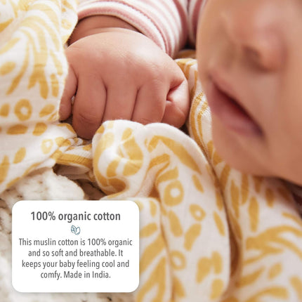 Organic Muslin Baby Boy Swaddle Blankets 2 Pack Receiving Blanket Sunset Print, White