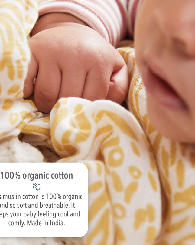Organic Muslin Baby Boy Swaddle Blankets 2 Pack Receiving Blanket Sunset Print, White