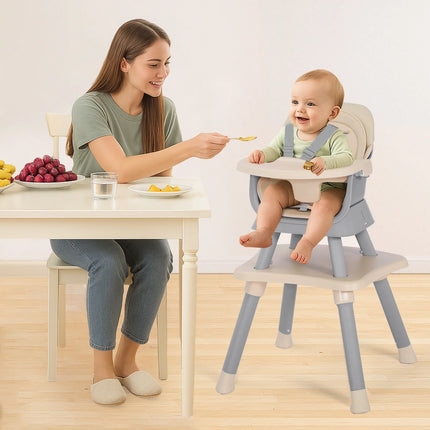 8 in 1 Baby High Chair, Toddler Dining Booster Seat for Eating, Khaki